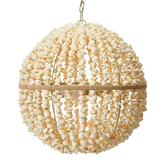 19&#x22; Round Ball Metal and Shell Ceiling Light
